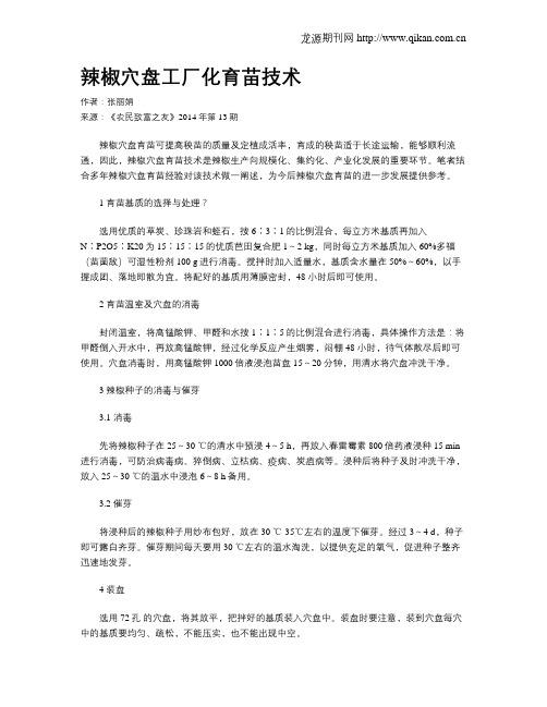 辣椒穴盘工厂化育苗技术