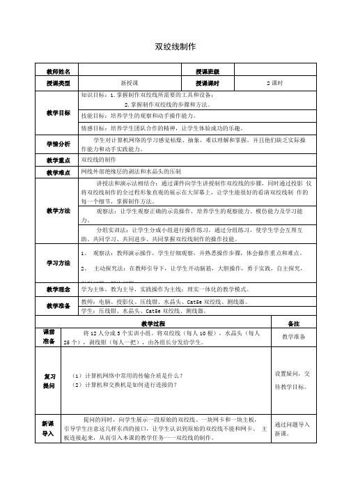 双绞线制作 教案.doc
