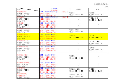 2011年夜大学暑期重修班上课、考试安排表