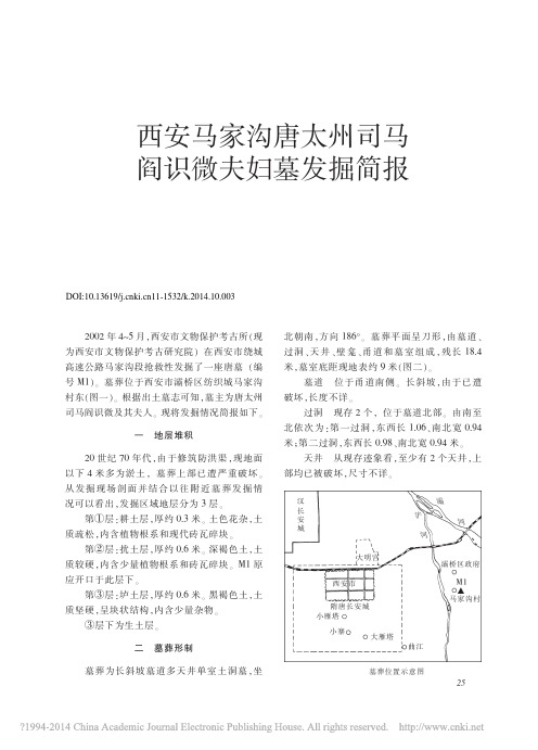 文物201410期--西安马家沟唐太州司马阎识微夫妇墓发掘简报_杨军凯