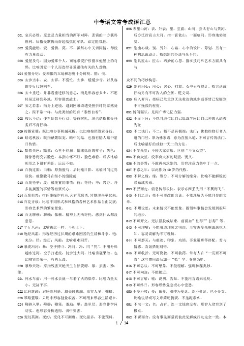 中考语文常考成语汇总