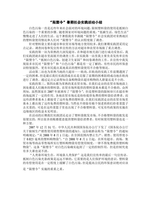 暑期社会实践活动小结