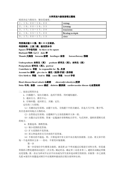 大学英语六级阅读笔记整理