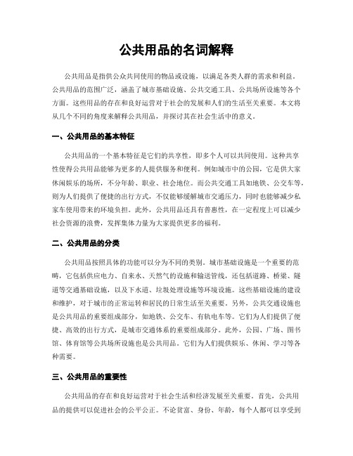 公共用品的名词解释