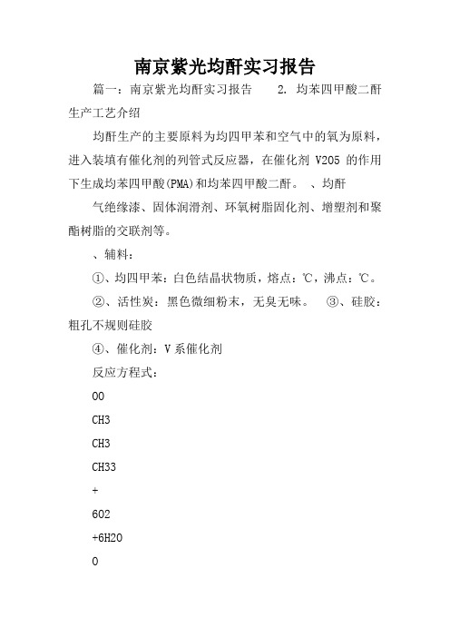 南京紫光均酐实习报告