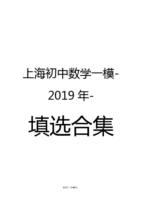 上海初中数学一模-2019年-填选合集(含解析)