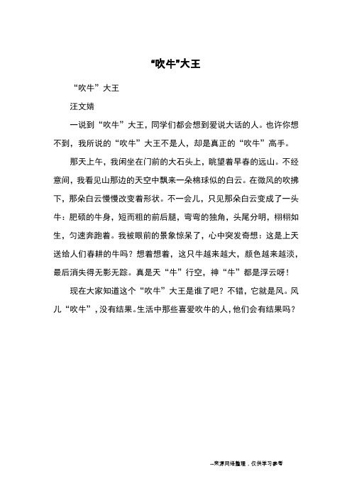 “吹牛”大王_小学五六年级想象