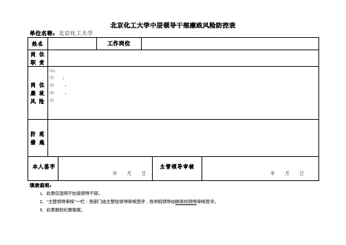 北京化工大学中层领导干部廉政风险防控表-北京化工大学纪检监察