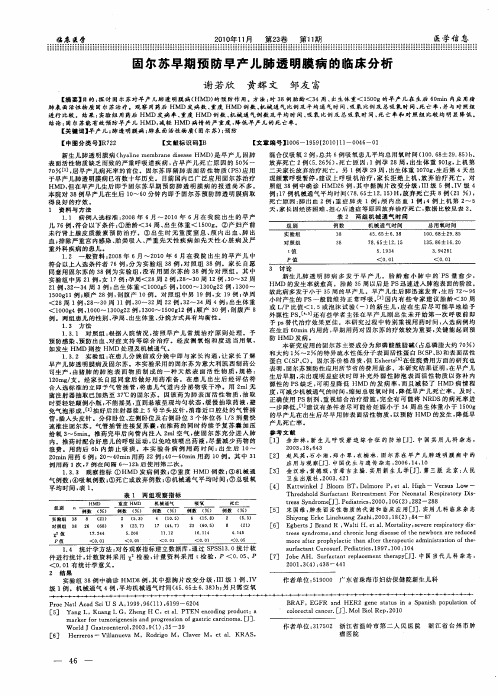 固尔苏早期预防早产儿肺透明膜病的临床分析