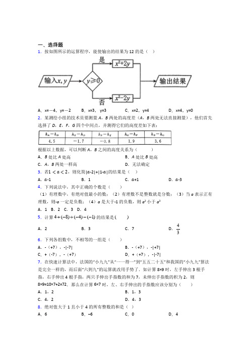 山东临沂市七年级数学上册第一单元《有理数》基础练习(含解析)