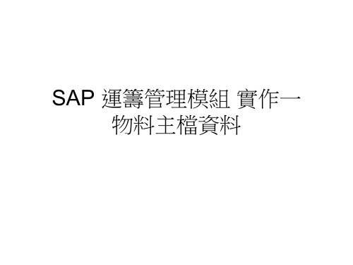 SAP 物料主档资料