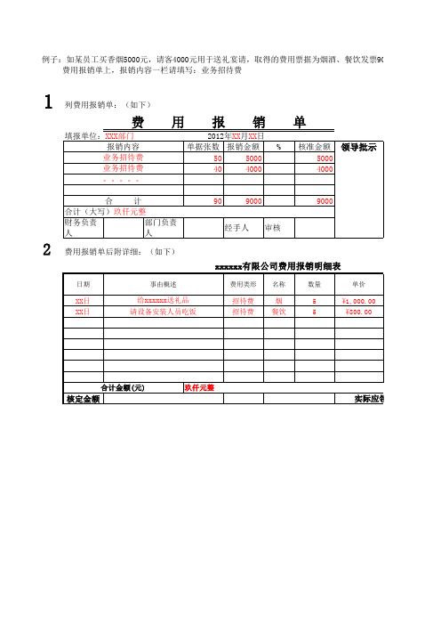 费用报销明细表