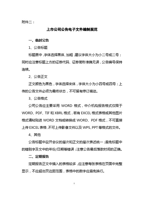 上市公司公告电子文件编制规范【模板】