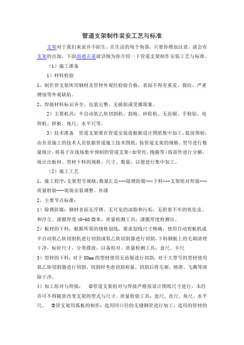 管道支架制作装安工艺与标准