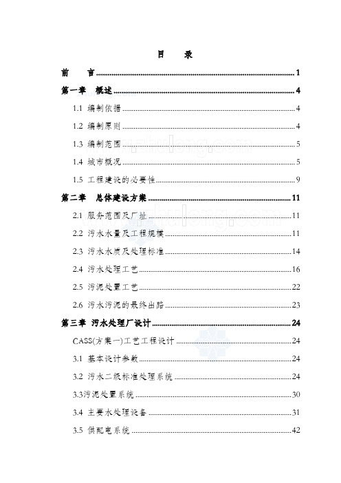某市污水处理厂可行性研究报告