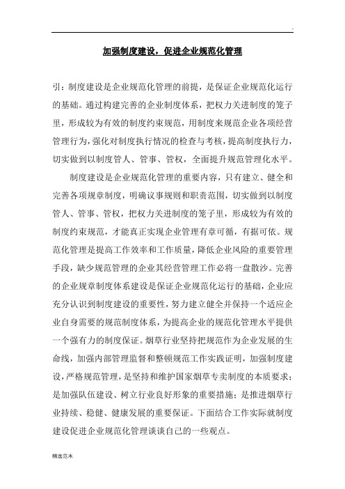 加强制度建设-促进企业规范化管理