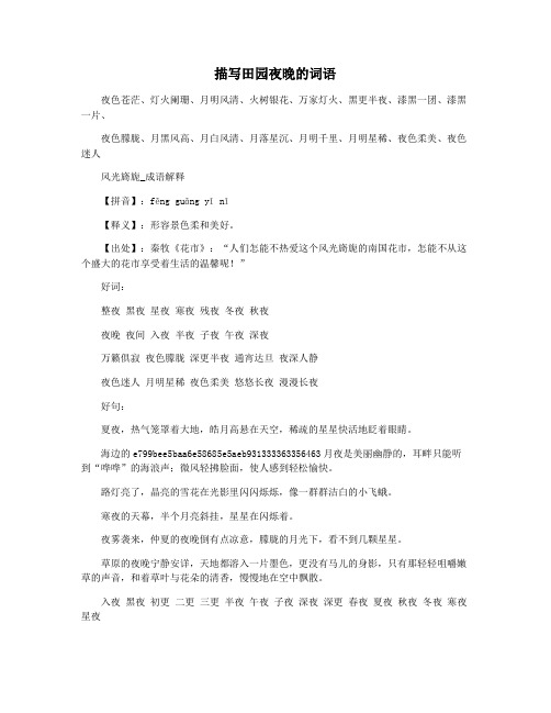 描写田园夜晚的词语