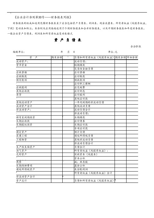 新会计准则全套报表模板