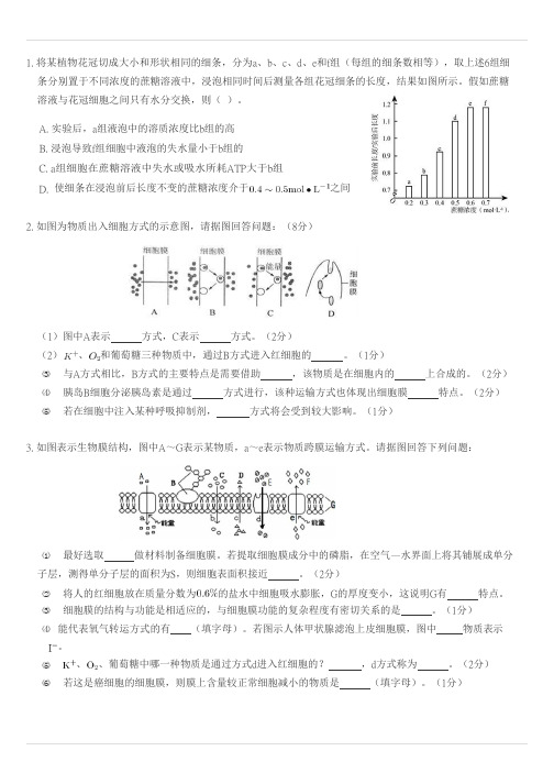 物质跨膜运输-习题