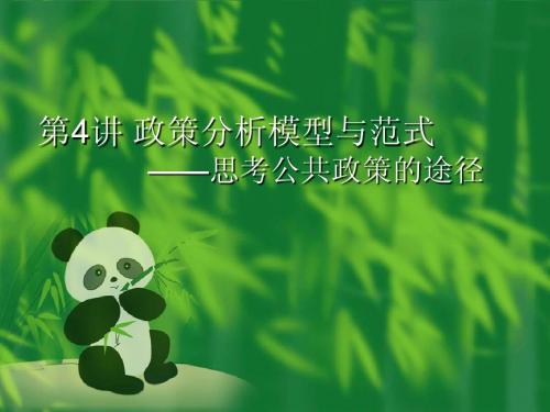 第四讲 政策分析模型与范式——思考公共政策的途径