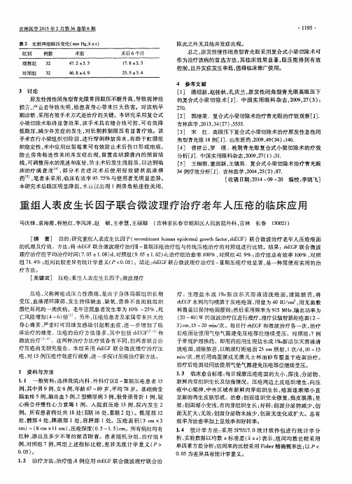 重组人表皮生长因子联合微波理疗治疗老年人压疮的临床应用