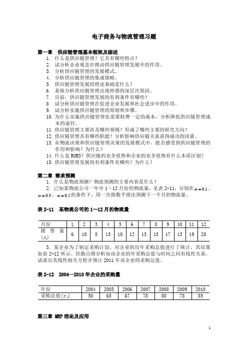 电子商务与物流管理习题