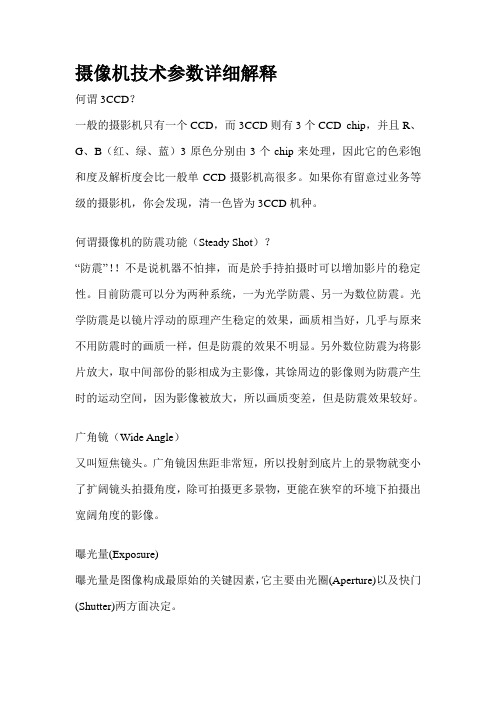 摄像机技术参数详细解释