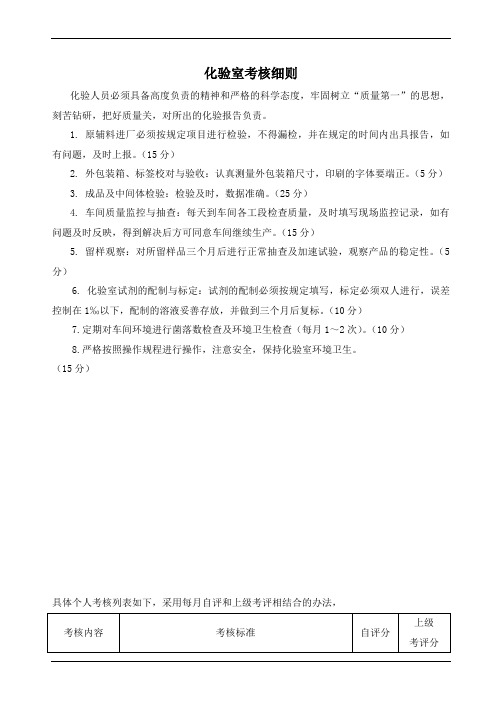 化验室考核细则