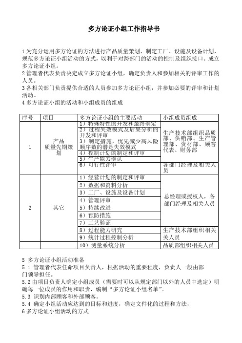 多方论证小组工作指导书