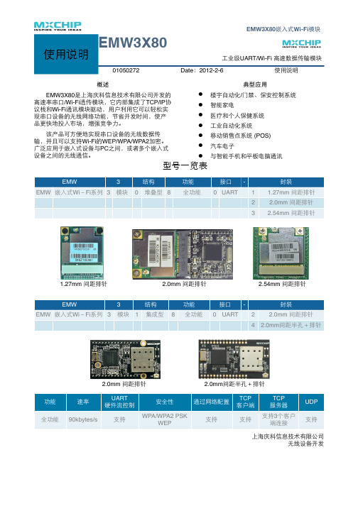 串口WIFI模块,EMW3X80
