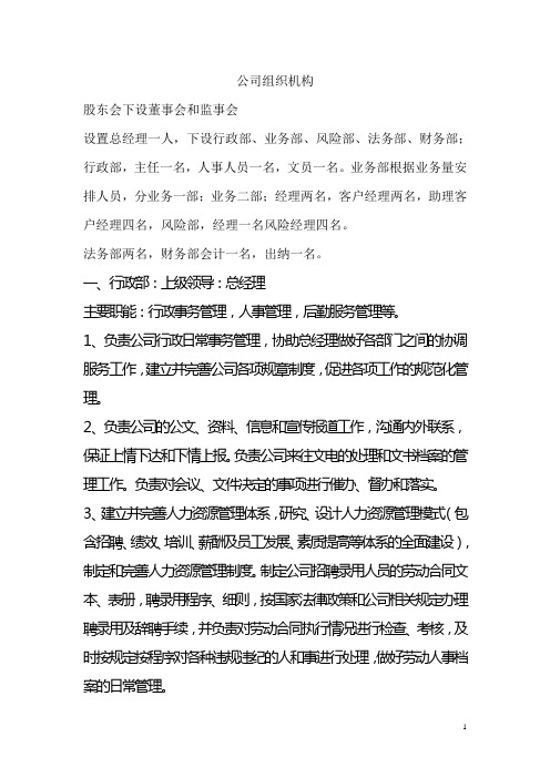 担保公司组织机构及职责安排