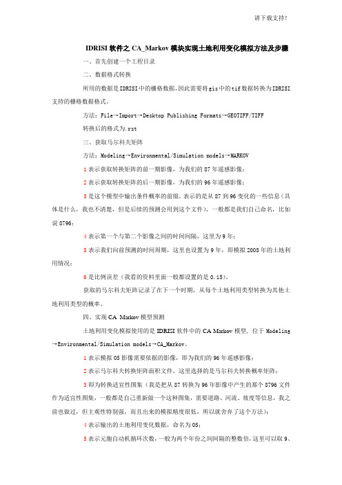 IDRISI软件之CAMarkov模块实现土地利用变化模拟方法及步骤