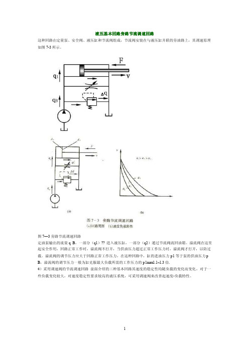 液压基本回路旁路节流调速回路