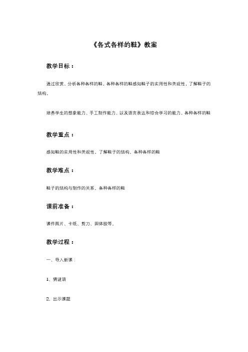 人教版美术三年级上册 《各式各样的鞋》教案2