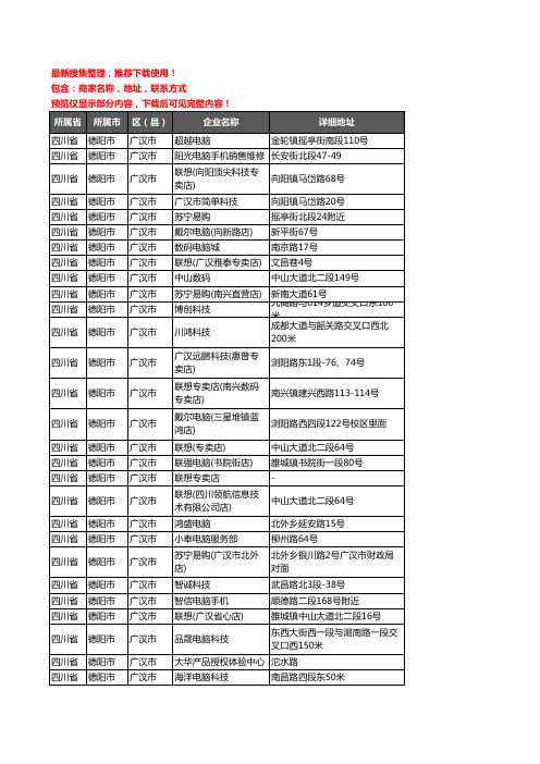 新版四川省德阳市广汉市电脑企业公司商家户名录单联系方式地址大全68家