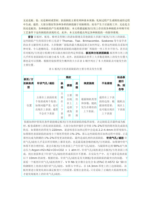 连铸坯缺陷分析与判定