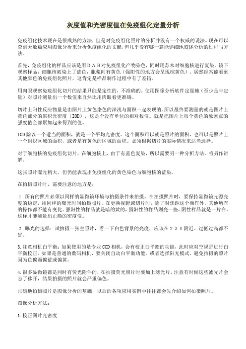 灰度值和光密度值在免疫组化定量分析