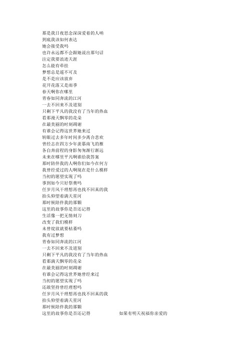 老男孩_歌词完整版_筷子兄弟