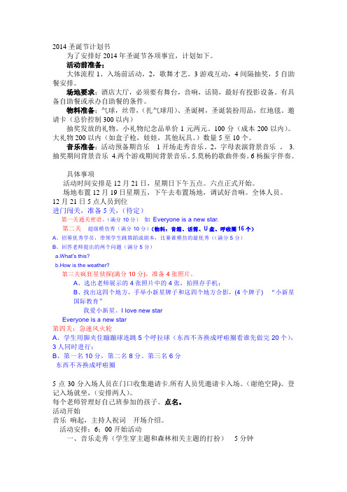 2014圣诞节计划书