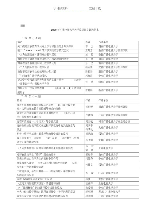 广播电视大学教学反思征文评选结果