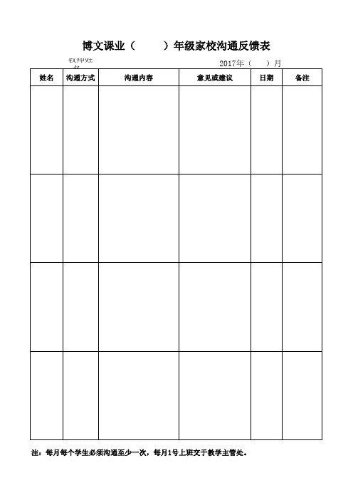 家长沟通反馈表