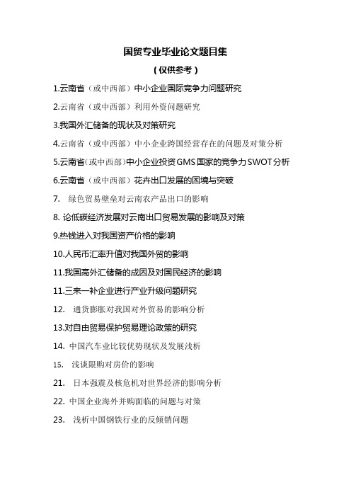 国际贸易论文题目集