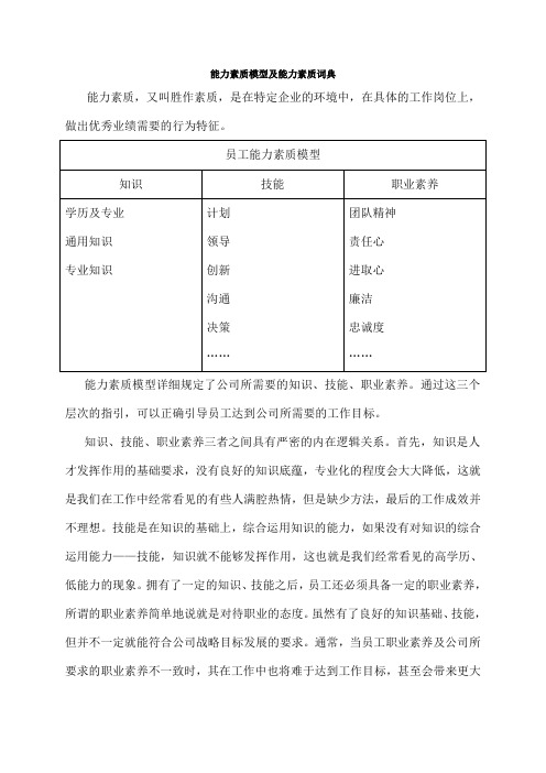 翰威特--能力素质模型与能力素质词典