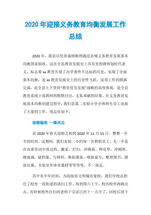 2020年迎接义务教育均衡发展工作总结