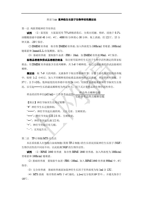 鼠神经生长因子生物学活性测定法