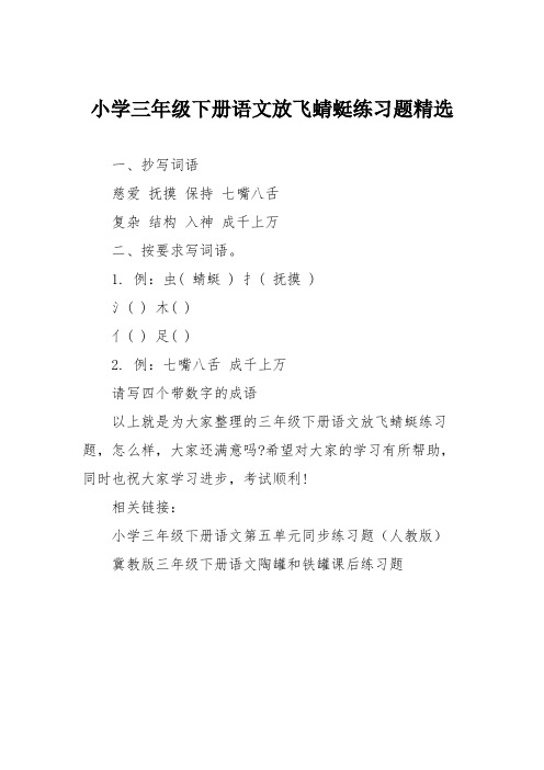 小学三年级下册语文放飞蜻蜓练习题精选