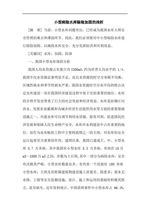 小型病险水库除险加固论文