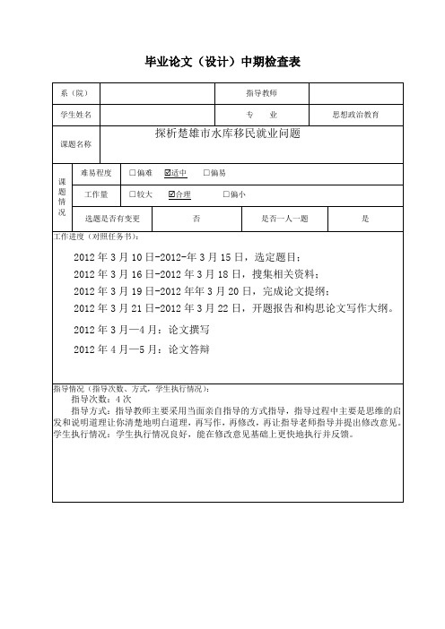 论文中期检查表