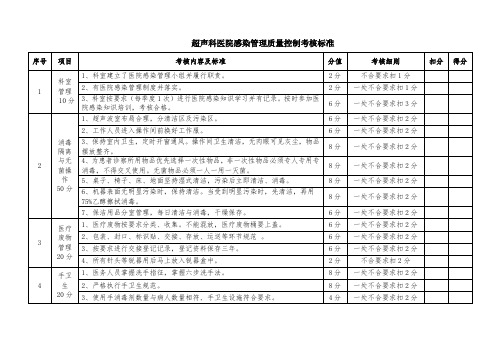 超声科医院感染管理质量控制考核标准
