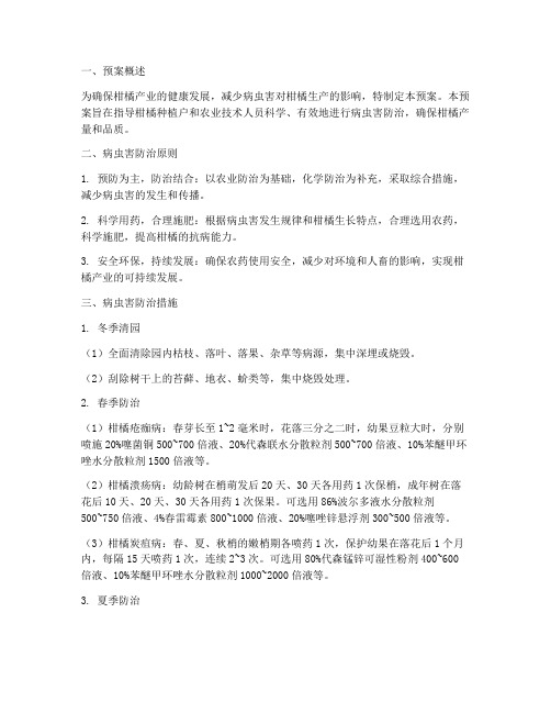 柑橘全年病虫防控预案模板